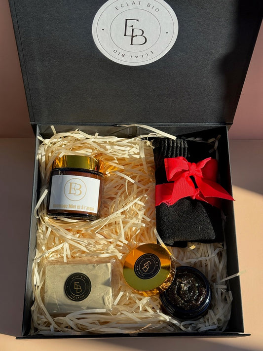 Coffret Rituel de Hammam marocain — savon noir, kessa, lait d’ânesse, gommage miel